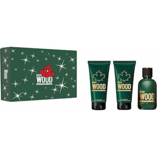 DSQUARED2 Green Wood SET: EDT 100ml + aftershave balm 100ml + shower gel 100ml